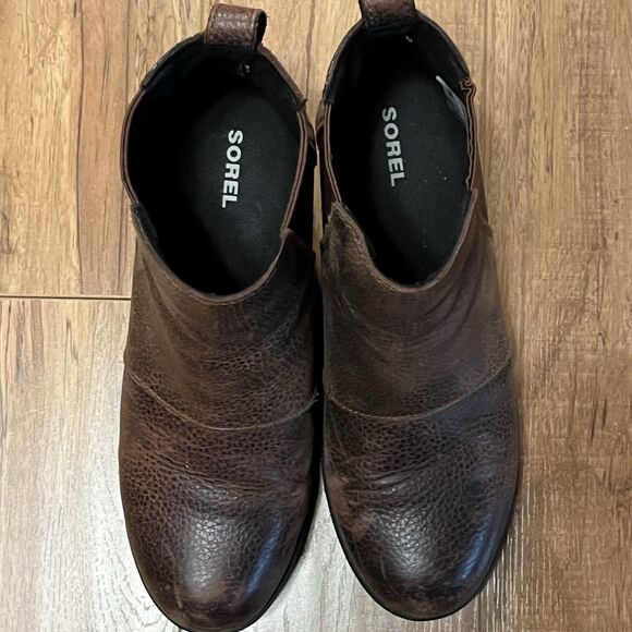 SOREL Joan of Arctic Wedge II Women's 8.5 Chelsea Boots Brown Leather NL3346-282 - Picture 3 of 7